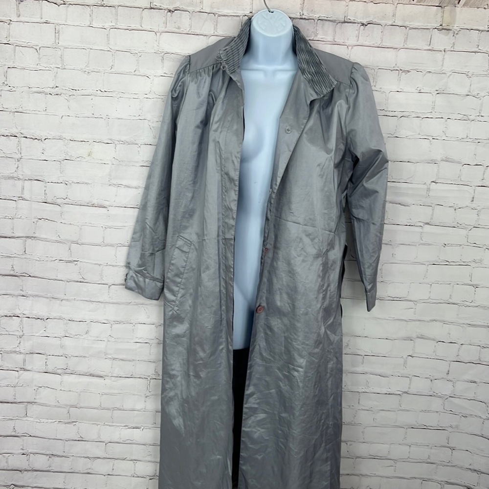 Authentic Vintage style gray long trench coat size small